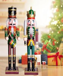 New 30cm Wooden Nutcracker Doll Soldier Figures Vintage Handcraft Puppet Christmas Gift Dolls Decorative Ornaments Home Decoration2028134