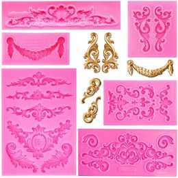Baking Moulds Embossed Lace Mould Fondant Silicone Baroque Style 3D Engraving Decoration Cup Cake Tools Resin 231213