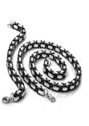 Black silver 75mm byzantine chain necklace amp bracelet 316L Stainless Steel Jewellery set for mens XMAS jewelry22 and 97151102