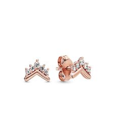 New 925 Sterling Silver Stud Earrings Classic Design 18K Rose Gold CZ Original Box for Women's Earring Set9143889