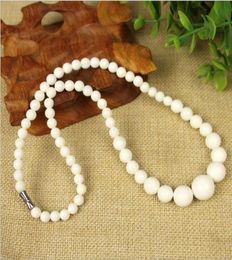 Whole natural White Coral stone Round Gemstone Beads Necklace 18 quot6111723