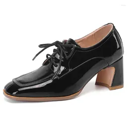 Dress Shoes 2023 Heels Oxfords Woman Elegant Pumps Spring Soft Leather Black Beige Ladies Party Office Comfortable