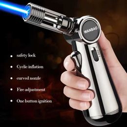 Torch No Gas Windproof BBQ Kitchen Cooking Jet Turbo Cigar Lighter High Capacity Spray Gun Jewelry Metal Welding Gifts For Men