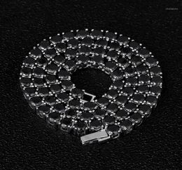 DNSCHIC Iced Out Tennis Necklace 5mm White Gold Chain Line with Black CZ for Men Women Hip Hop Jewellery Rapper Street Fashion11934852