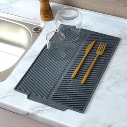 Table Mats Food-grade Silicone Drain Mat Heat-resistant Non-slip Kitchen Sink Protective For Bowl Cup
