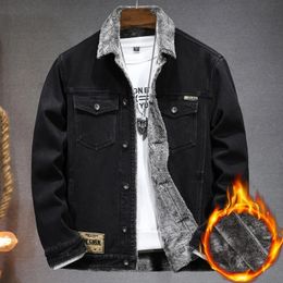 Mens Jackets Winter Mens denim jacket Wool thick jacket Loose trend casual cotton denim jacket Plus size 5XL 6XL 7XL 231213