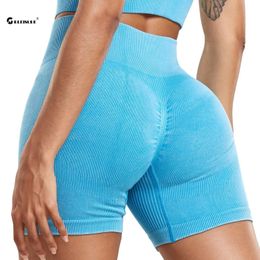 Yoga Outfit CHRLEISURE Wash Rib Shorts Sexy Butt Lift Scrunch Biker Tights Elastic Fitness Leggings Cycling Sweatpants Sportswear 231212