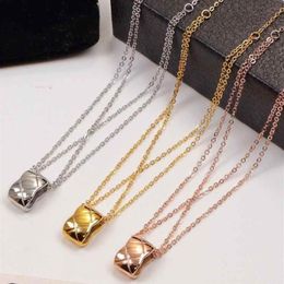 2021 Gold Silver Rose Colors Women Necklaces Fashion Jewelry Top Quality Diamond Check Necklace Fashionable Titanium Steel Short C315C
