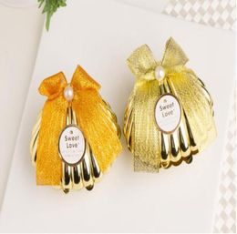 Sea Shell wedding party Favour holder chocolate gift candy boxes with butterfly knot Wedding Party shower Favours gifts gold silver 6261268