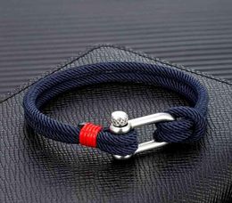 Mkendn Men Nautical Double Strand Shackle Survival Rope Bracelet Women Outdoor Camping Rescue Emergency Jewelry6432427