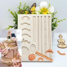 Baking Moulds Classic Cake Frame Silicone Mould Resin Kitchen Tools DIY Candy Chocolate Pastry Fondant Dessert Lace Decoration 231213