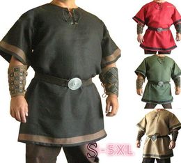 Men039s T Shirts Men Cosplay Mediaeval Vintage Renaissance Viking Warrior Knight Costume Nordic Army Pirate Tunic Shirt Tops3697819