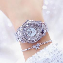 Wristwatches Sliver Women Watch Bling Diamond Ladies Wrist Quartz Stainless Steel Female Clock Waterproof For Girl284q