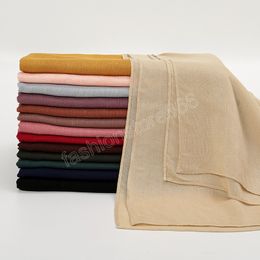 Women Big Size Plain Solid Cotton Rayon Hijab Scarf Lady High Quality Wraps and Shawls Musulman Headband Islamic Turban 180*95cm