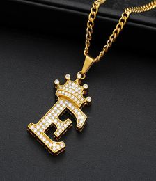 Pendant Necklaces Initial AZ Crown Letter For Women Punk HipHop Style 26 Alphabet Dancer Curb Chain Neckalces Christmas Gifts5189961