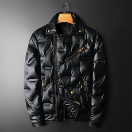 Men s Jackets Motorcycle Zipper Duck Down Jacket Men High Quality 90 White Coat Lapel Vintage Black Clothing 231212