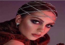 Hollow Mesh Headpiece Wedding Chain Jewelry for Women Luxury Crystal band Cap Hat Hair Accessories 2201251368984