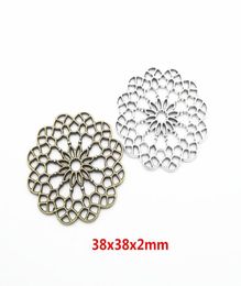 30pcs 38X38MM Handmade Alloy Filigree Flower Charms Metal Vintage Pendants for Bracelet Necklace Earring DIY Jewellery Making9841108