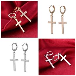 Simple Fashion Women Costume Jewellery Drop Earrings Cross Shape Vintage Silver Gold Colour For Crosses Earring Gifts Dangle & Chande239Q