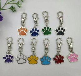 Mixed Colour Enamel Cat Dog Bear Paw Prints Rotating Lobster Clasp Key Chain Keyrings For Keychain Bag Jewellery Making7828486
