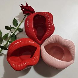 1pc, Living Room Lip Ceramic Ashtray, Home Mini Decorative Ornaments On The Ground Stall Ferris Ornaments Ashtray Ceramic Ornaments