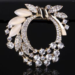 Brooches Fashion Imitation Pearl Rhinestone Crystal Flower For Women Wedding Bridal Party Round Bouquet Brooch Pin