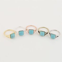 Everfast Whole 10pc Lot Big Square Blue Stone Rings Classic Retro Finger Rings Women Men Jewelry EFR007248U