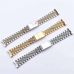 Watch Bands 19 20 21mm Two Tone Hollow Curved End Solid Screw Links Replacement Band Old Style VINTAGE Jubilee Bracelet For Dateju332Y