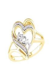 New Women Fashion Heartshaped Love Mum Ring Two Tone Gold Silver MOM Character Diamond Jewellery Family Birthday Gift for Moth1964210