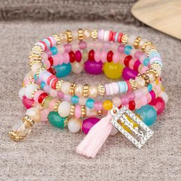 Charm Bracelets Kymyad Trendying Multilayer Boho Woman Fashion 2024 For Women Resin Stone Bracelet Jewelry Sets