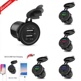 New Other Auto Parts KEBIDU 18W Phone QC 3.0 Car Charger Socket Digital Display Voltmeter DC 12V-24V USB Charge Socket ON-OFF Switch for Motorcycle