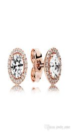 Genuine 18K Rose gold Classic Elegance Stud Earrings Original Box for 925 Sterling Silver Round Sparkle luxury designer stud earrings9308643