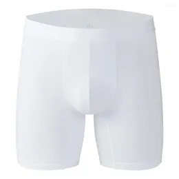 Underpants Men Sexy Long Legs Boxer Briefs Cotton Comf Soft Solid Breathable Sweat Panties Underwear Casual Wear Lingerie