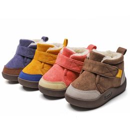 Boots Baby Shoes Boys Girls Winter Warm Plush Toddler Snow Boots 0-5 Years Kids Fashion Colour Matching Sneakers Anti-Slip Infant Shoes 231212