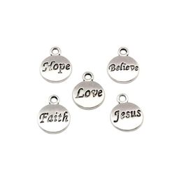 100Pcslot Antique Silver Hope Believe Love Faith Jesus Charms Pendants For Jewellery Making Bracelet Necklace Findings 115x155mm 9341279