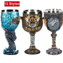 Mugs Embossed Creative Wine Glass 200ml Goblet Signets Tankard Steel Resin Cups 3D Coffee Mug Drinkware 231212