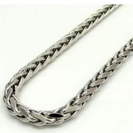 16-30 4mm 14k White Gold Franco Wheat Italy Spider Chain Necklace Mens275B