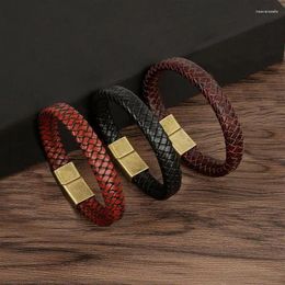 Link Bracelets Classic Hand-woven Leather Bracelet 19/21/23cm Men Fashion Punk Bangle For Charm Jewelry Gifts