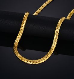 Vintage Flat Chain Necklaces Male Gold Colour Stainless Steel Golden Neck Chains For Men Punk Jewellery Dropshipping5514286
