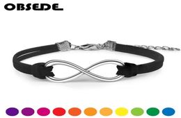 infinity Rope bracelet Handwoven 15 Colour silver Korean Velvet leather Fashion Wrap Leather Jewellery Women Men1672313