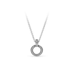 New 925 Sterling Silver Circle Pendant Necklace Original Box Suitable for CZ Diamond Disc Chain Necklace Women Men21661419142