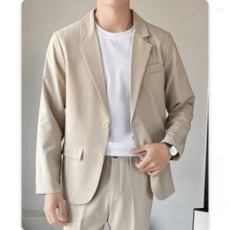 Men's Suits High-quality Trend Casual Blazer Loose Solid Color Single Breasted Suit Jacket Fashion Handsome Top Party Luxury Coat