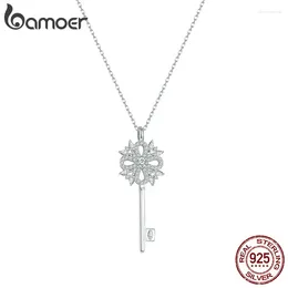 Pendants Bamoer 925 Sterling Silver Snowflake Key Pendant Necklace For Women Birthday Gift Clear Cubic Zircon Fashion Jewellery BSN291