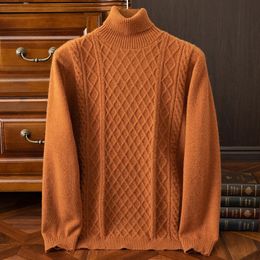 Men's Sweaters Autumn/Winter Sweater Men's Cashmere Sweater Men's High Neck Sweater Twisted Flower Design Men's Pullover 231212