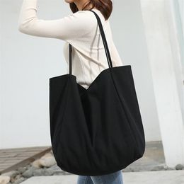 Women Big Canvas Shopping Bag Reusable Soild Extra Large Tote Grocery Bag Eco Environmental Shopper Shoulder Bags For Young Girl T2765