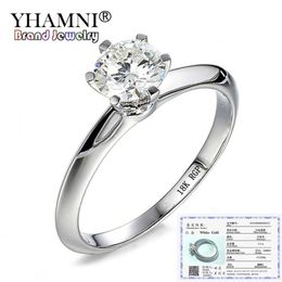 With Certificate Luxury 6mm 1 Carat Sona Diamond Wedding Ring 18K Gold Rings For Women Fine Jewellery Gift198R