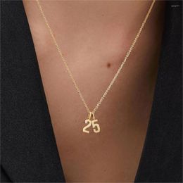 Pendant Necklaces Stainless Steel Numbers Chain Necklace Gold Colour Digital Charms Women's DIY Accessory Jewellery