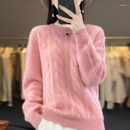 Women's Sweaters O-neck Twisted Cashmere Sweater For Women In Autumn And Winter Korean Version Of Wool Long Sleeve Bottoming