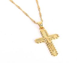 New Cross INRI Crucifix Jesus Pendant Necklace Gold Colour Men Chain Jewellery Christmas Gifts6227966
