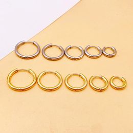 Hoop Earrings 1Pair Classic Concise Stainless Steel Circle For Women Men Jewellery Multicolor Round 12mm -16mm Ear Accessories